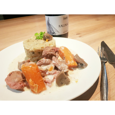 Les aiguillettes de canard en blanquette